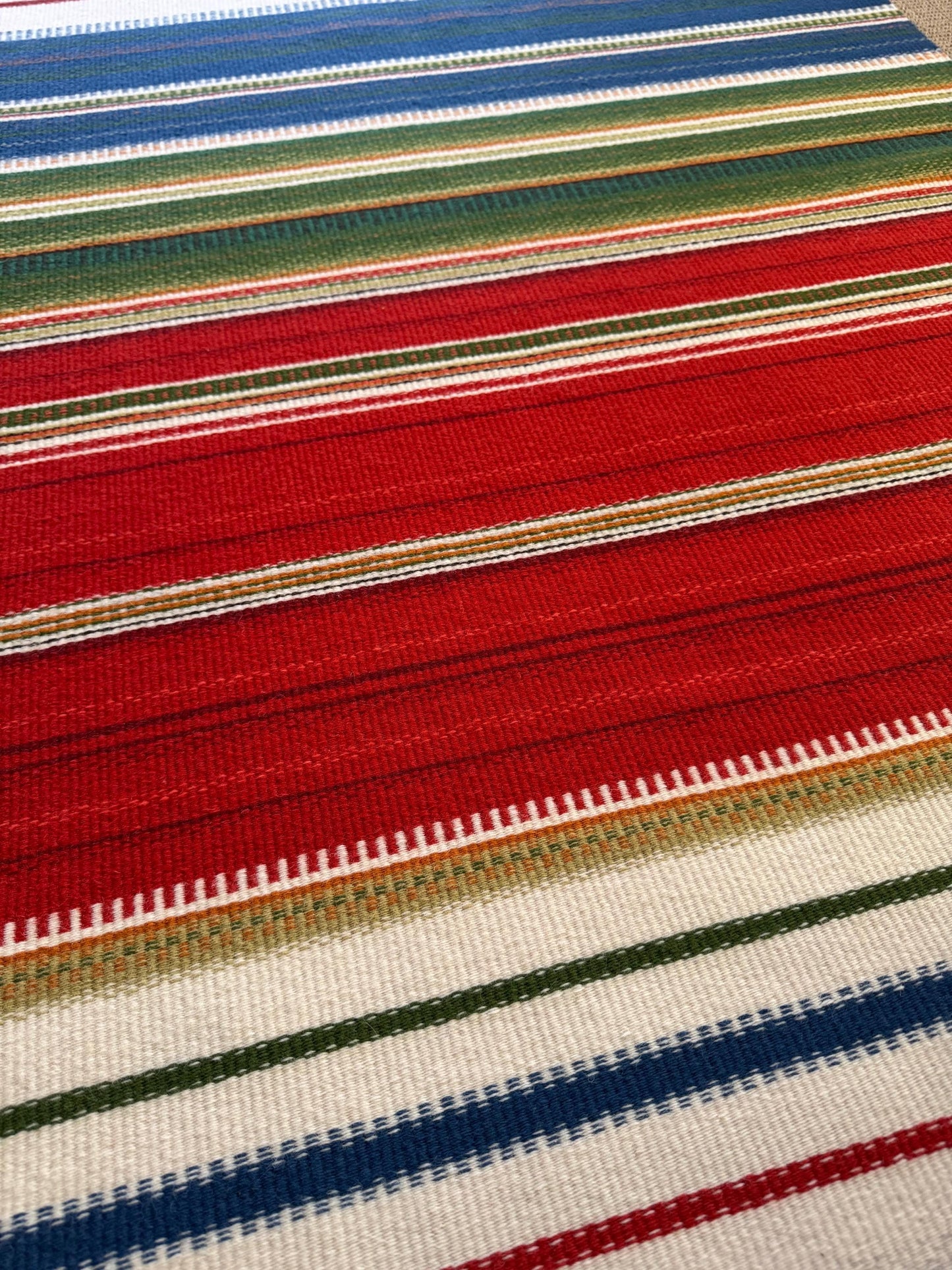 Mid Century Modern Vintage Finnish handmade wall woolen Rug (Raanu) by Salme Tervonen for Kainuun Pirtti, made in Finland