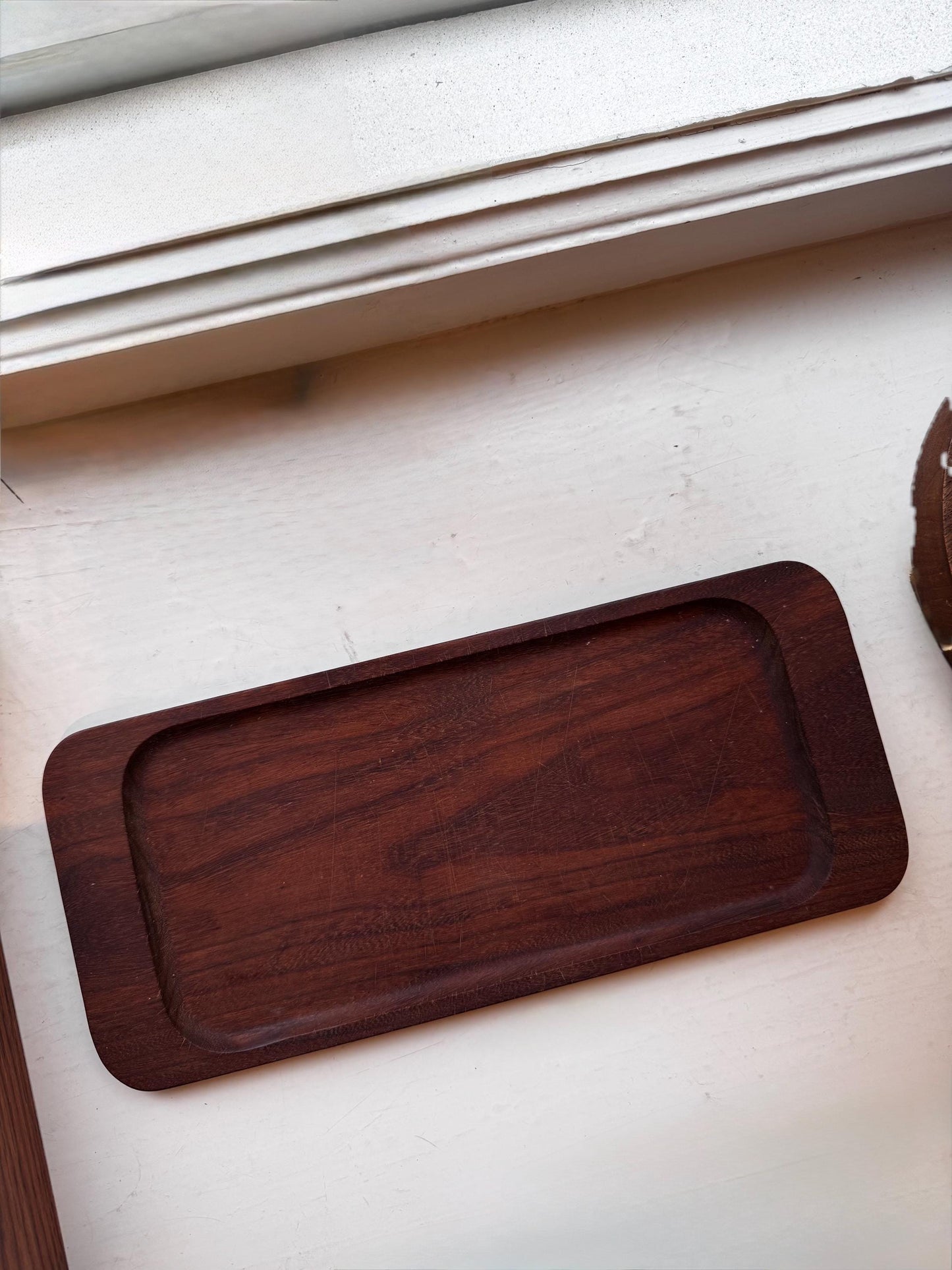 Kaj Franck Vintage Teak & Glass Tray, 1950s — Made in Finland