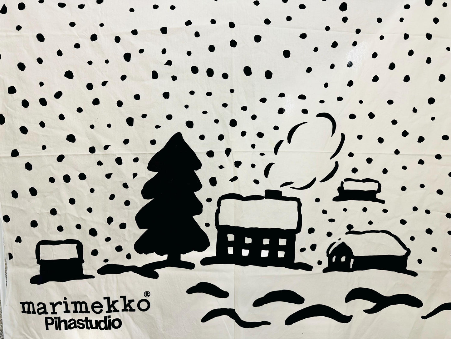Unseen Marimekko curtain/ Christmas banner for Marimekko shop in 1970s , Made in Finland