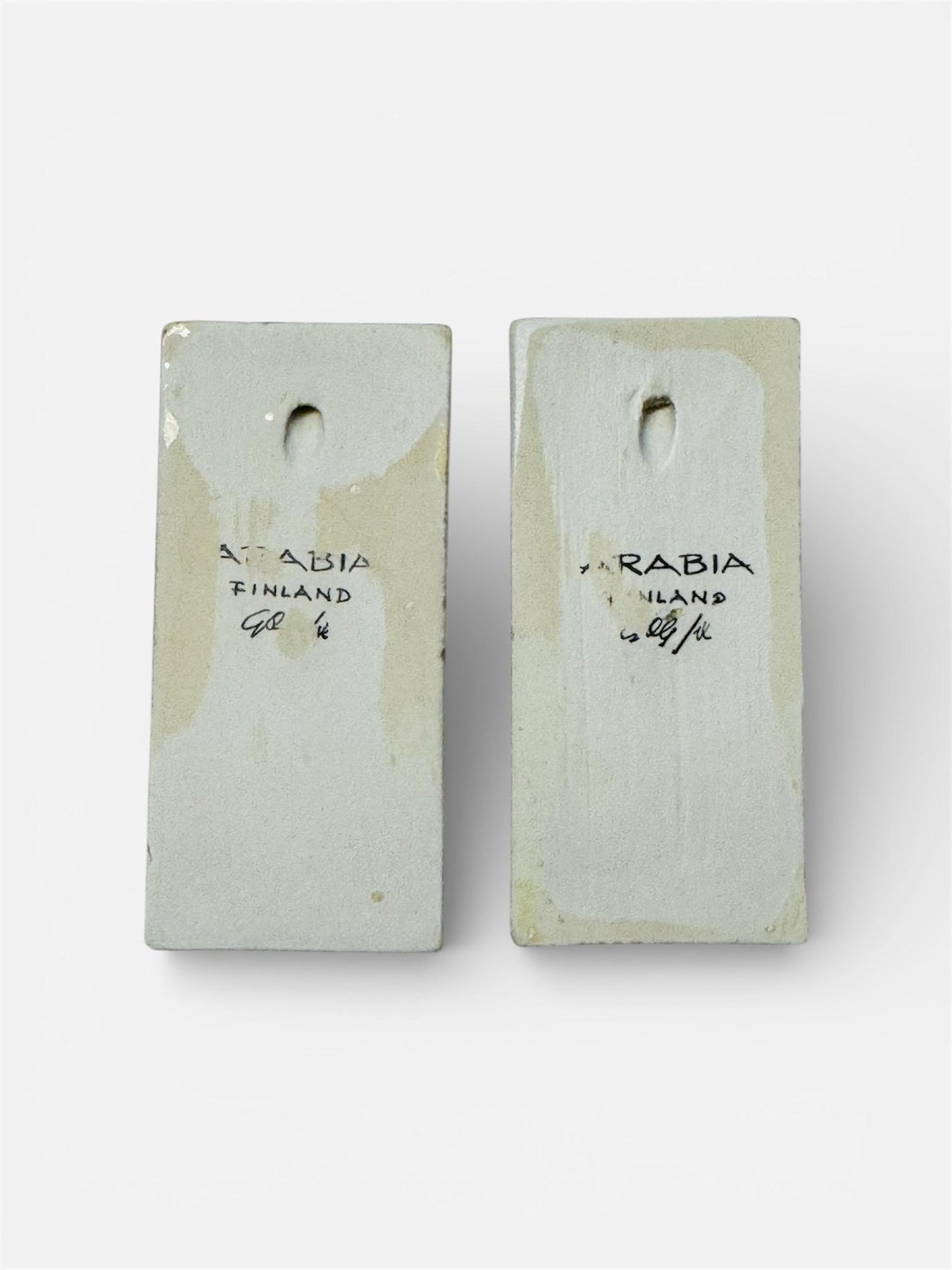 Super rare/ a set of two ceramic bathroom signs designed by Gunvor Olin-Grönqvist for Arabia Finland, 1970s made in Finland