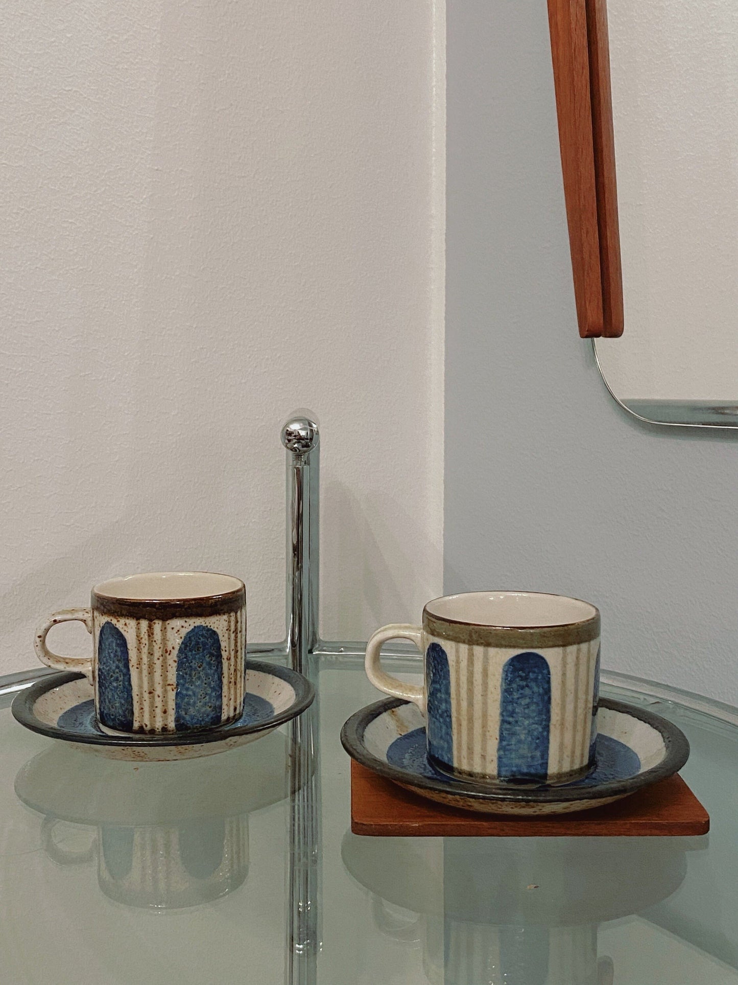 Pentik Finland Hand Painted Stoneware Coffee & Tea Cup Set – Anu Pentik & Anja Winquist, 1970s