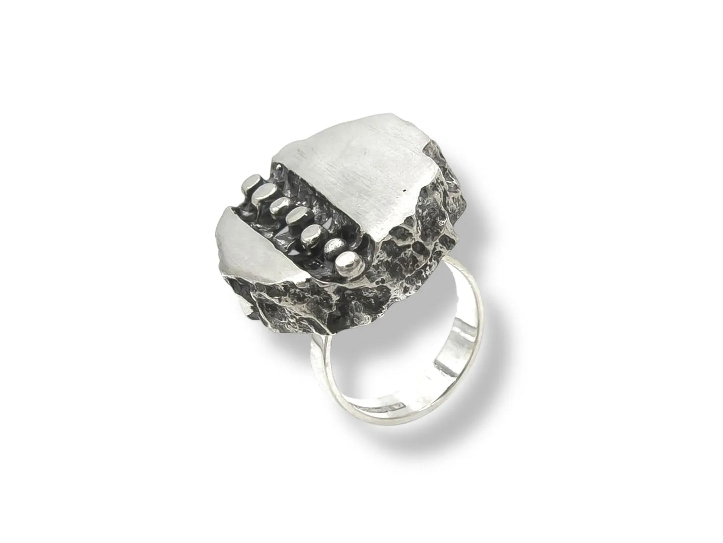 Pele-Kulta Oy Lehtisalo Modernist Abstract Sterling Silver Ring, 1970s — Hallmarked, Made in Finland