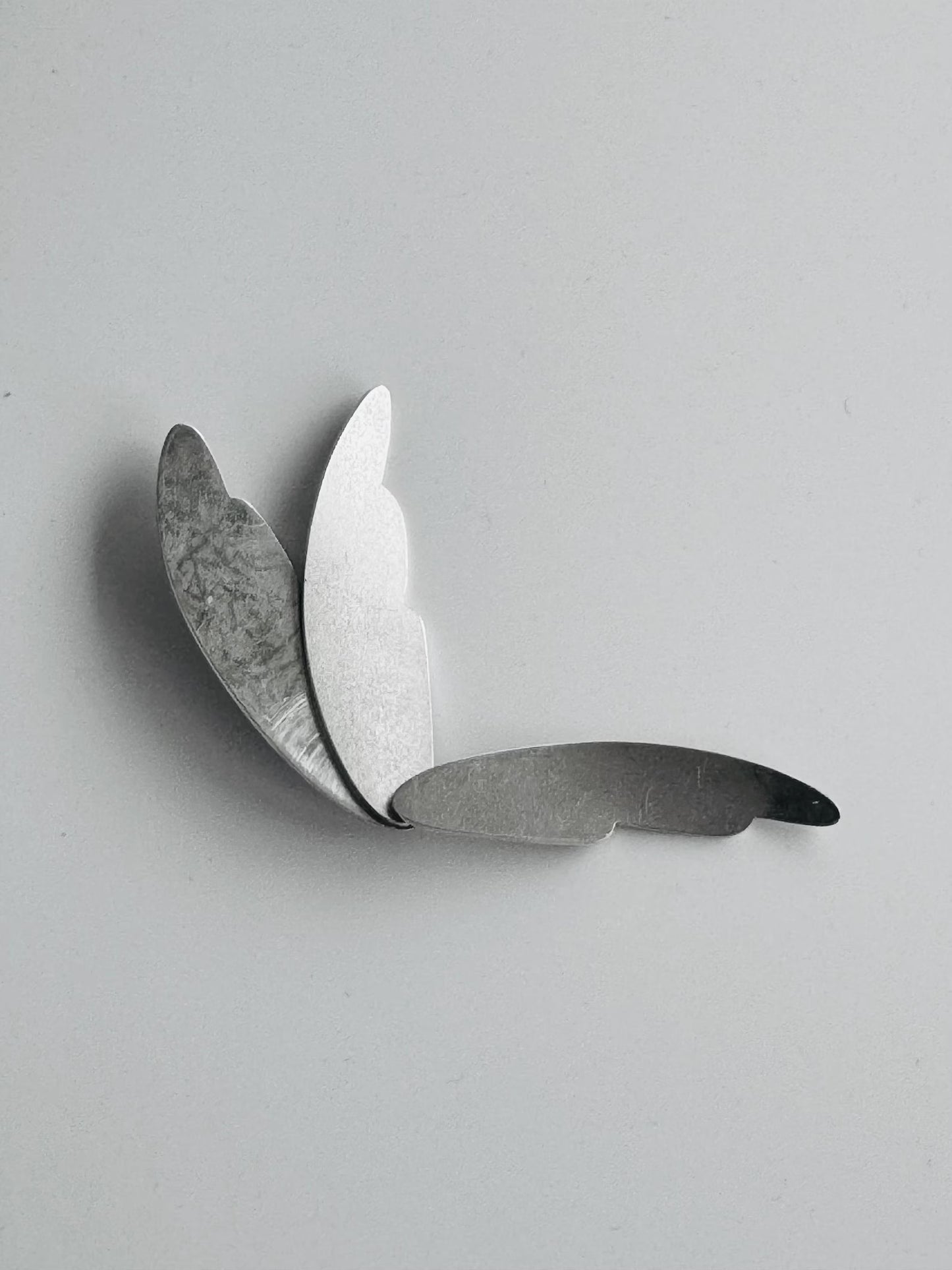 Rare Modernist Angel's Wing Sterling Silver Brooch by Kultapaha AgAu Ky, Finland 2006