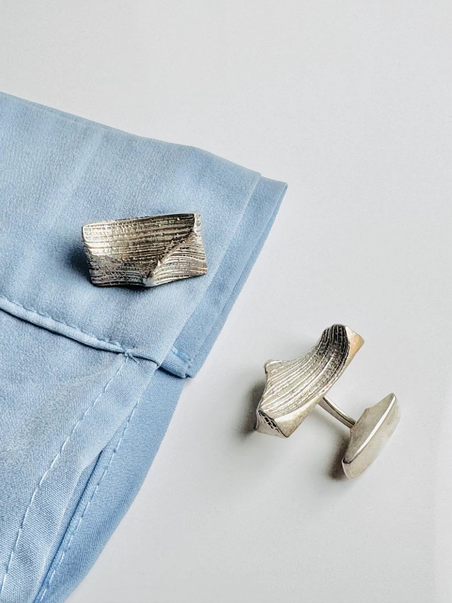 Vintage Modernist Sterling Silver Cufflinks by Martti Viikinniemi, Finland 1971
