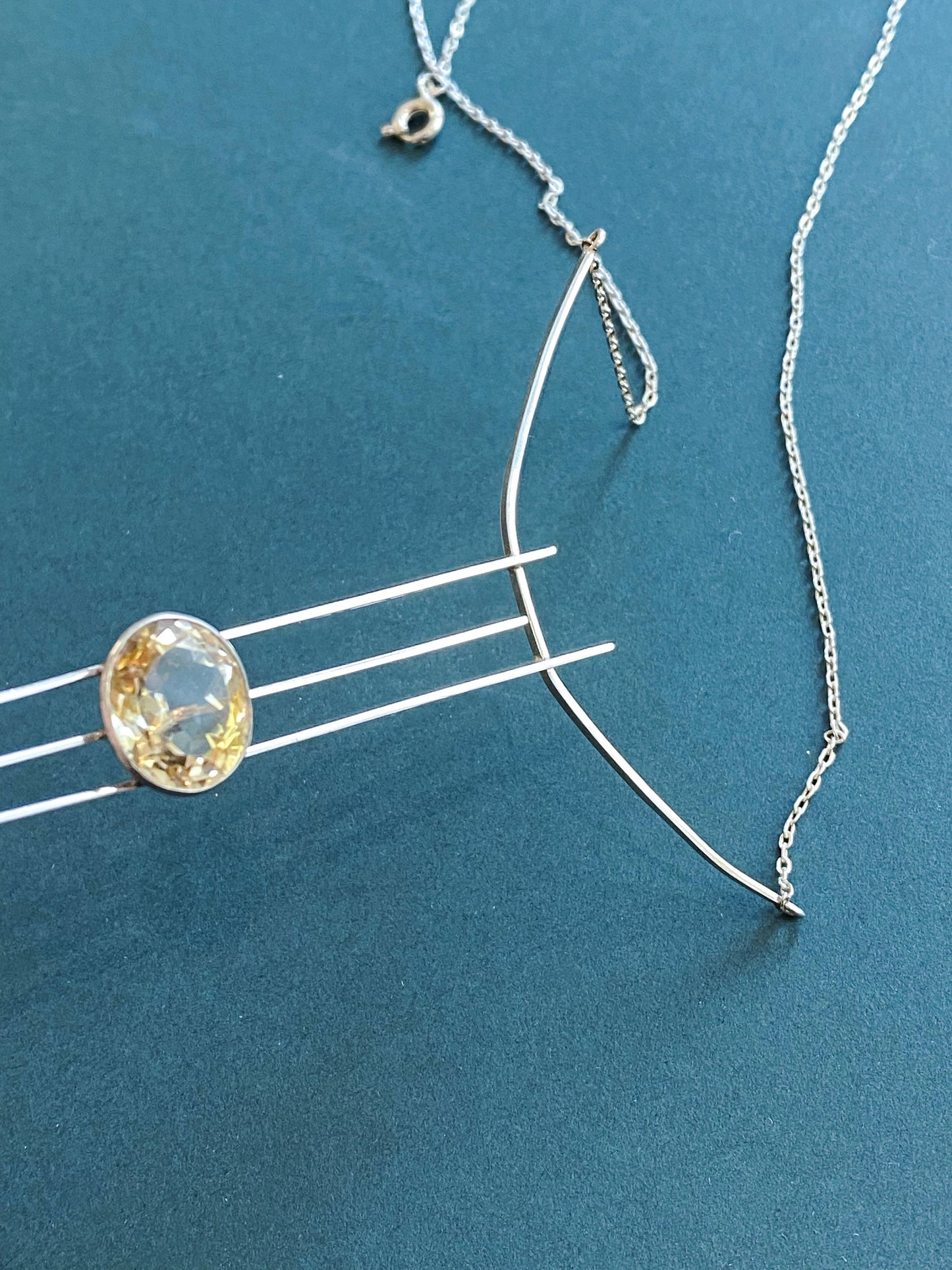 Abstract/Modernist Sterling silver & citrine pendant by Helenius Gösta, 1960, Made in Finland