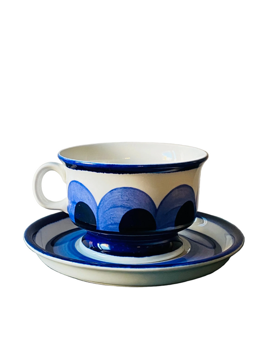 RARE- Hand painted vintage Arabia Finland “Paju” tea cup set include cup and saucer designed by Anja Jaatinen-Winquist, 1970s