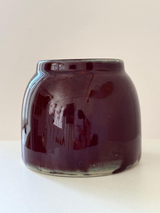 A beautiful ox blood glaze vase/ container, made in Finland