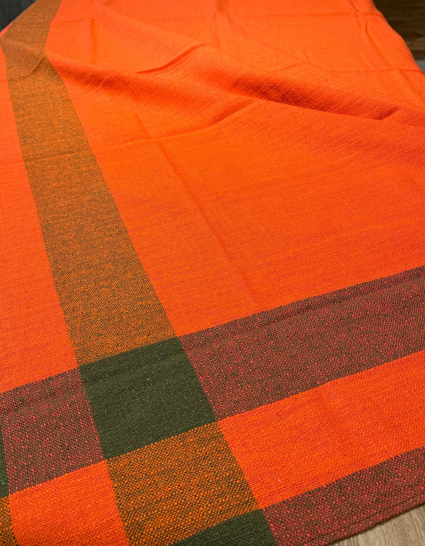 Vintage Finnish Handwoven Cotton Tablecloth, 1960s, Made in Finland – 174 x 122 cm