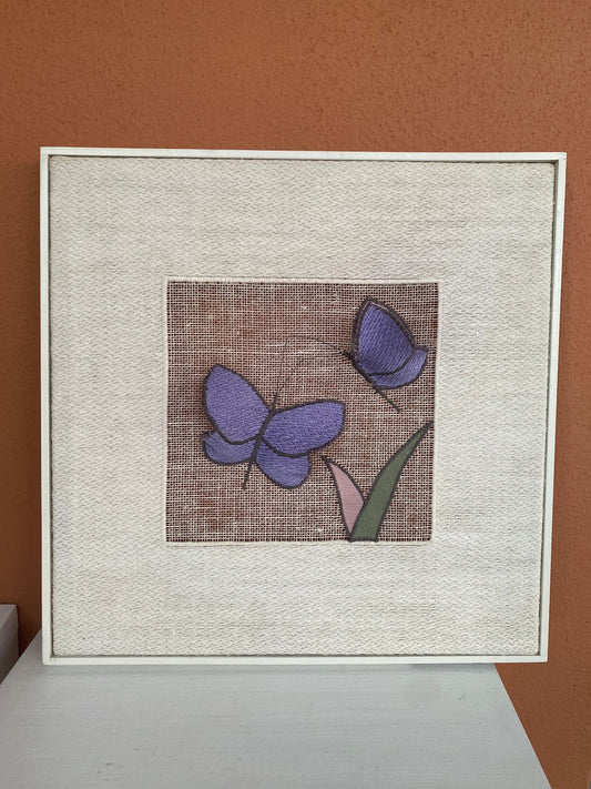 Vintage Helmi Vuorelma Hand Woven Linen art textile with wood frame