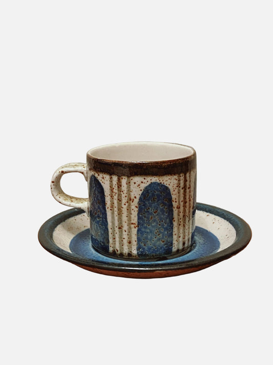 Pentik Finland Hand Painted Stoneware Coffee & Tea Cup Set – Anu Pentik & Anja Winquist, 1970s