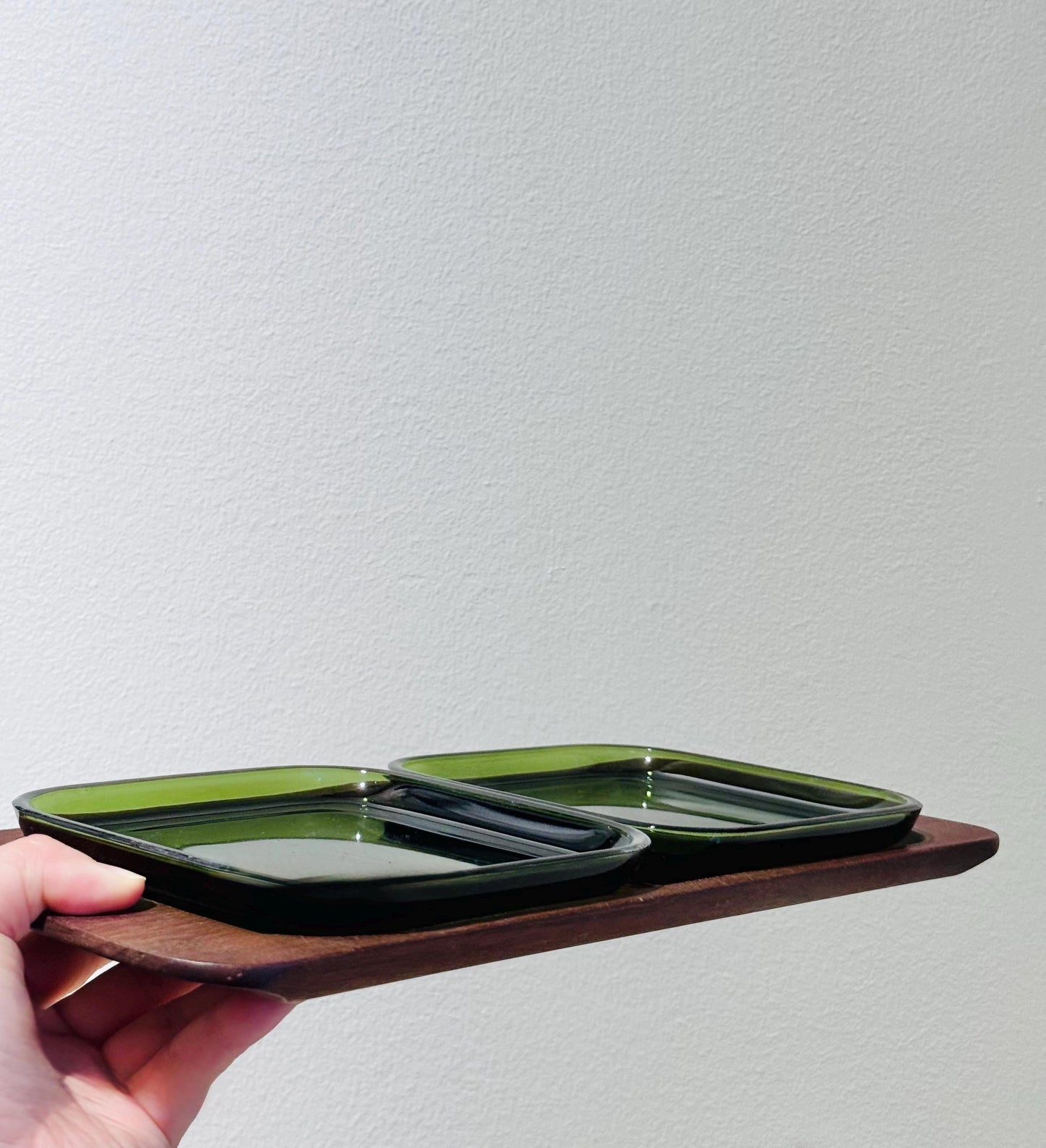 Kaj Franck Vintage Teak & Glass Tray, 1950s — Made in Finland