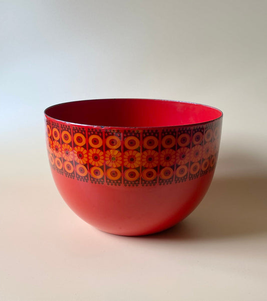 Finel Arabia Finland Large Red Enamel Bowl by Kaj Franck – 1960s, Made in Finland
