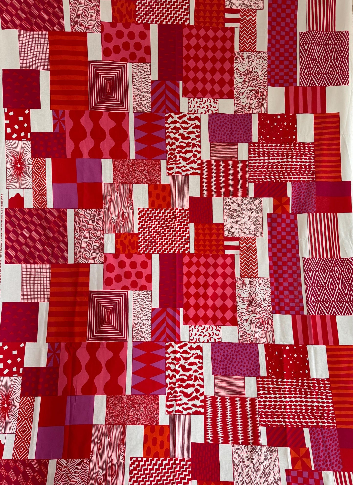 Marimekko fabric/curtain/table cloth designed by Maija Louekari named “Ajatus on Tärkein” in Englis ”The thought is the most important”