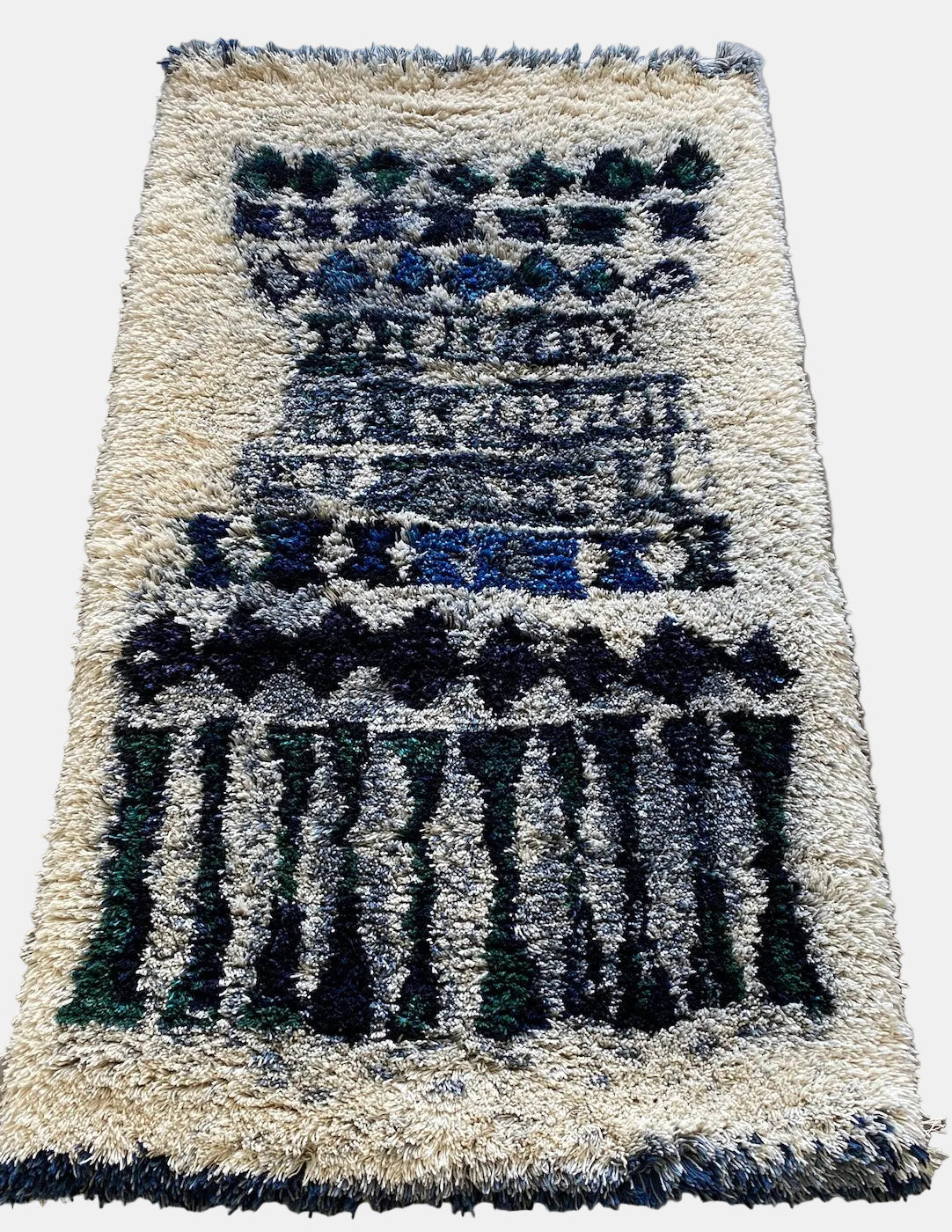 Very Rare/ Collector's item / Handmade Mid Century Modern Vintage Finnish Rya Rug named "Kuura " designed by Halme Leena Kaisa, 1960s