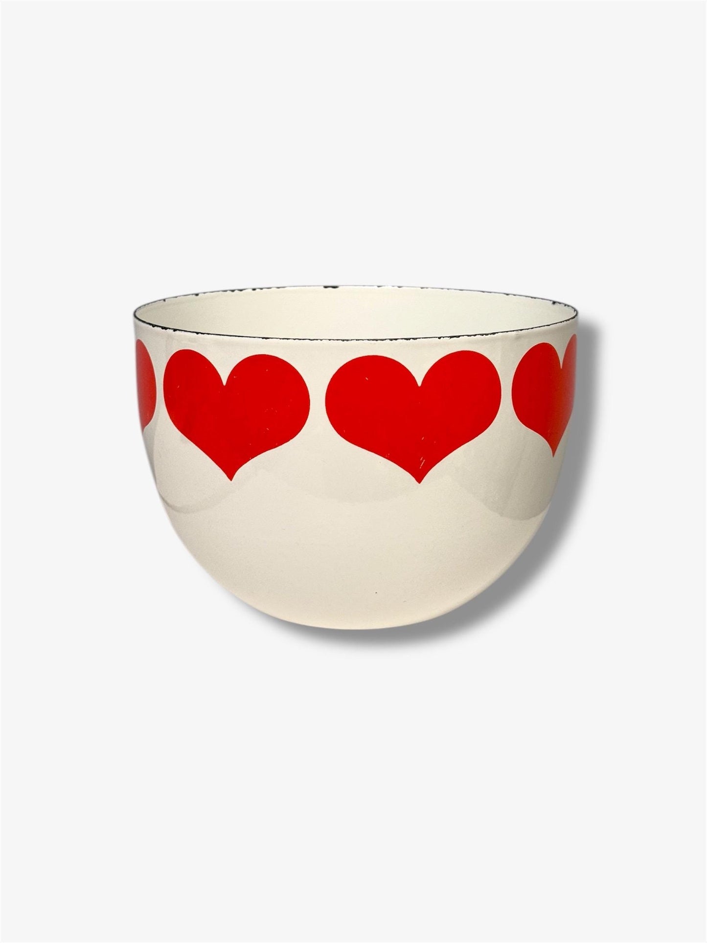 Vintage Mid Century Arabia Finland Finel Enamel Heart Bowl by Kaj Franck 1960s, made in Finland