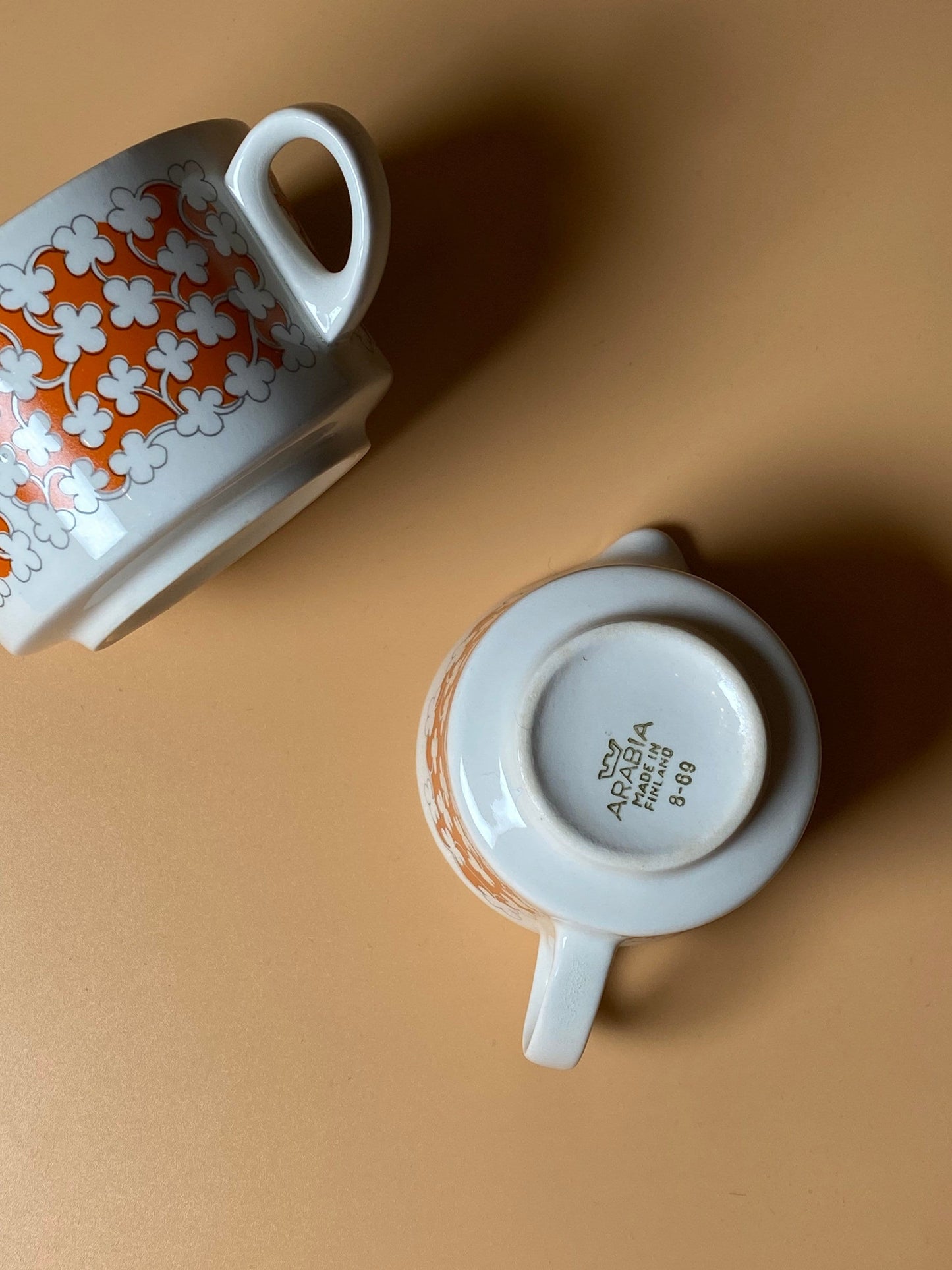 Arabia Finland “Pizzicato” Sugar Bowl & Creamer Set by Esteri Tomula, 1969–1973