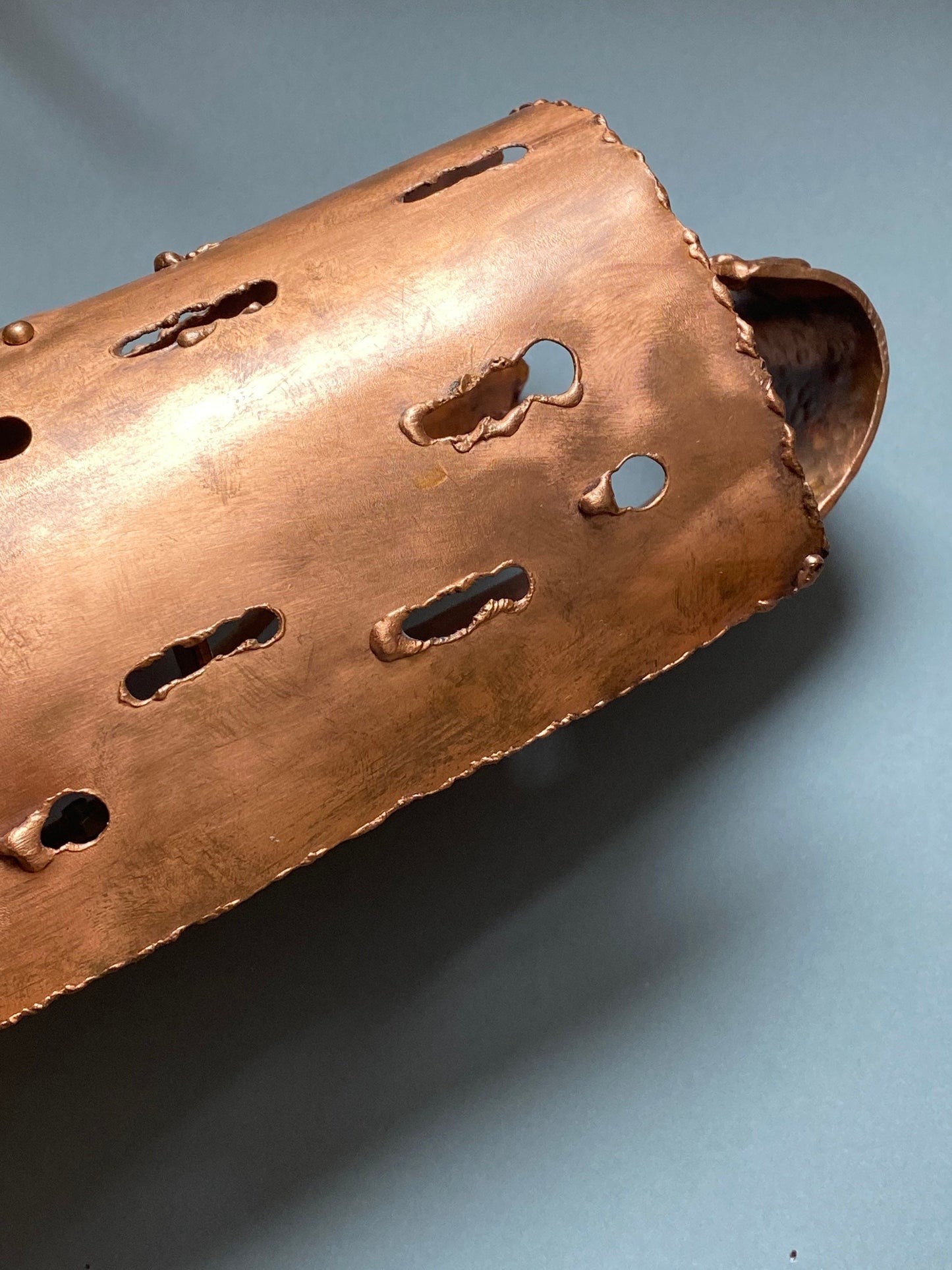 Mid century modern brutalist copper lamp 1970