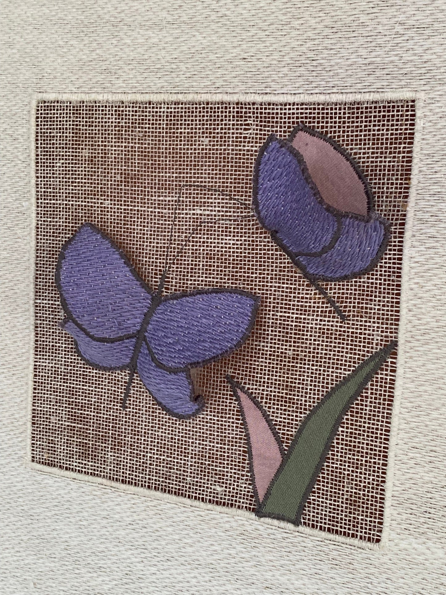 Vintage Helmi Vuorelma Hand Woven Linen art textile with wood frame