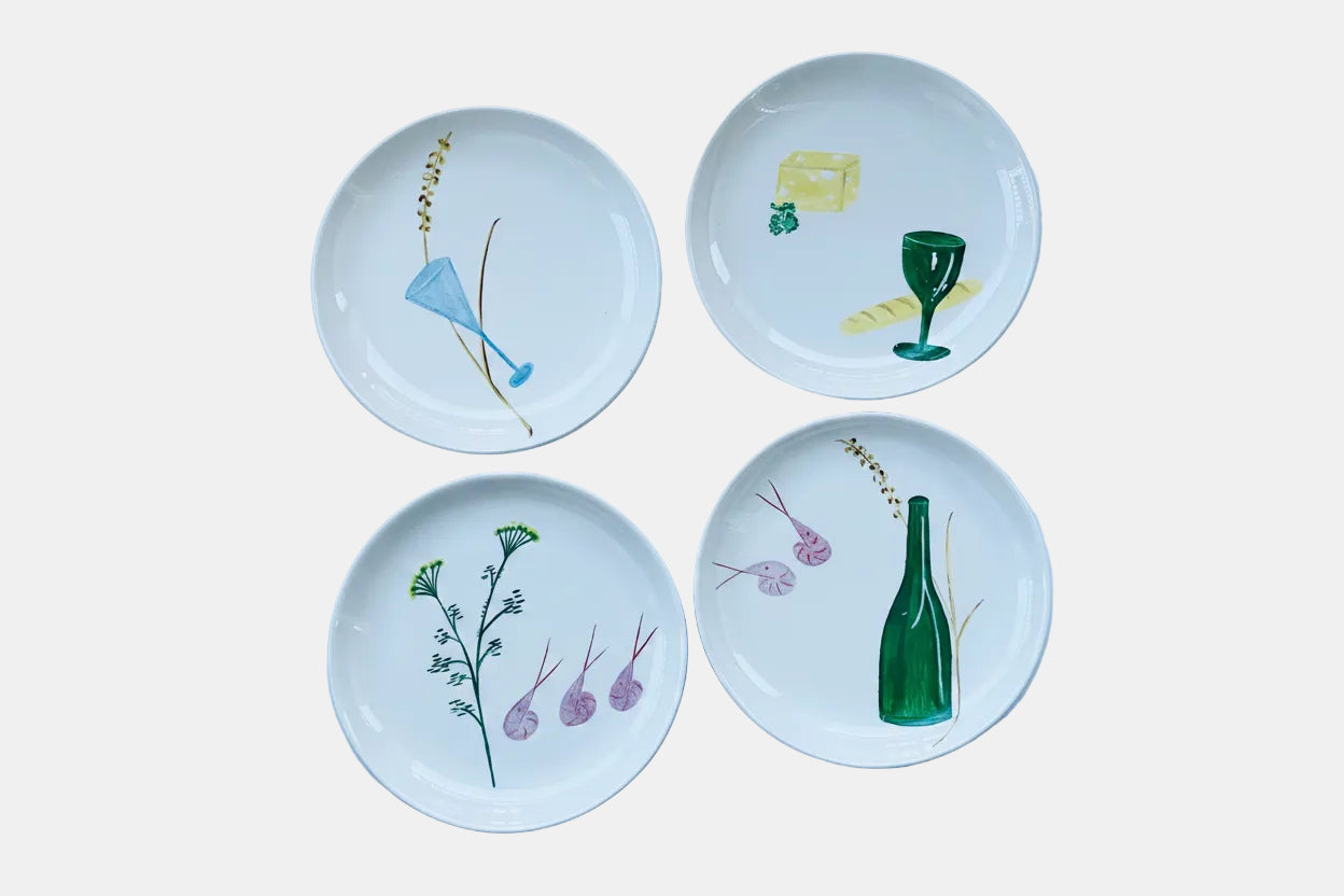 Arabia Finland Hand Painted Porcelain Dinner Plates – Set of 4, Signed Pyre, 1959