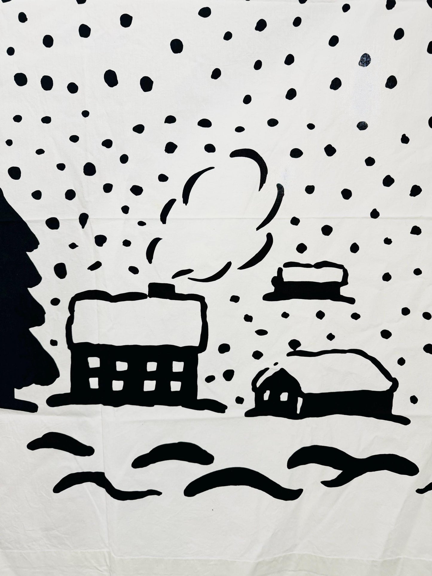 Unseen Marimekko curtain/ Christmas banner for Marimekko shop in 1970s , Made in Finland