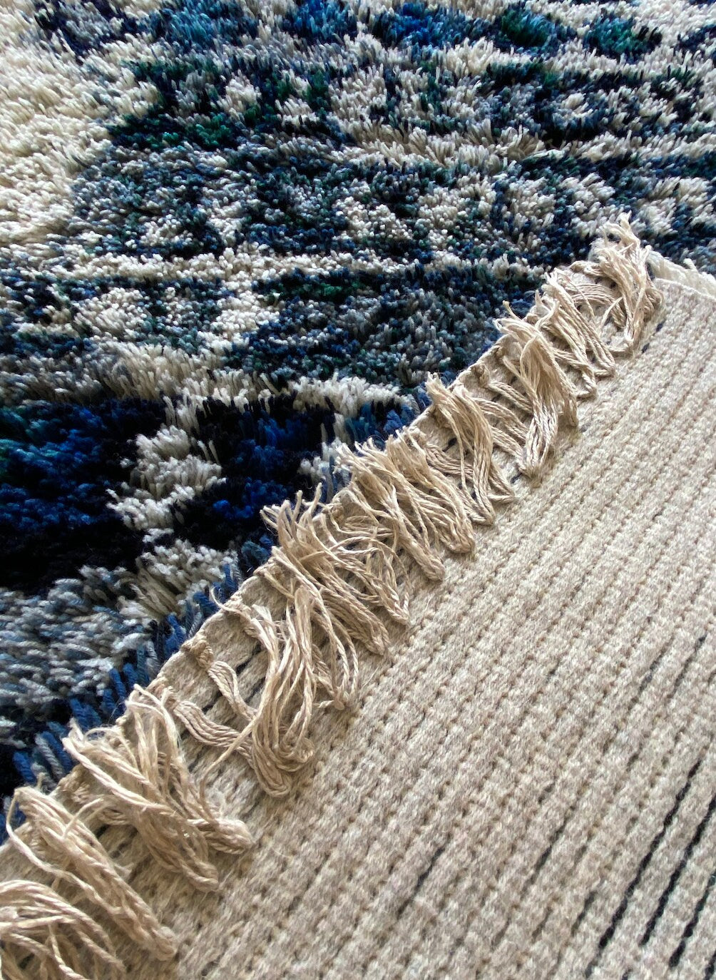 Very Rare/ Collector's item / Handmade Mid Century Modern Vintage Finnish Rya Rug named "Kuura " designed by Halme Leena Kaisa, 1960s