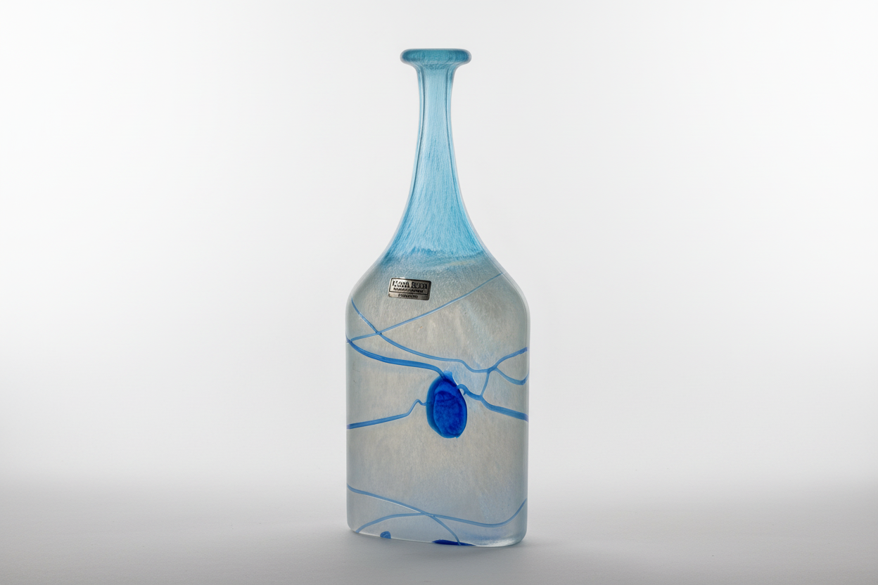 Signed and with sticker / vintage Kosta Boda art glass by Bertil Vallien named “Galaxy Blue", Made in Sweden