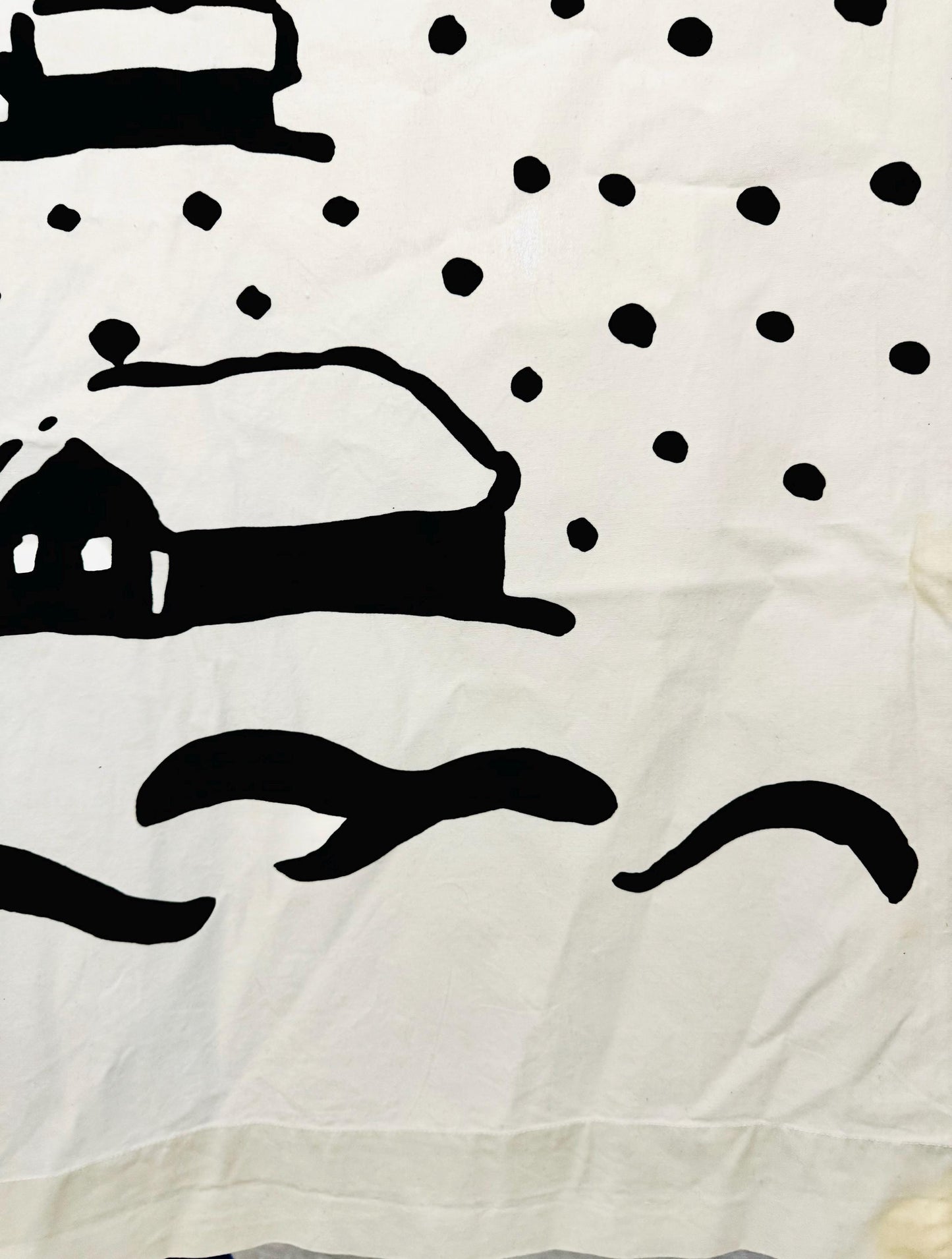 Unseen Marimekko curtain/ Christmas banner for Marimekko shop in 1970s , Made in Finland