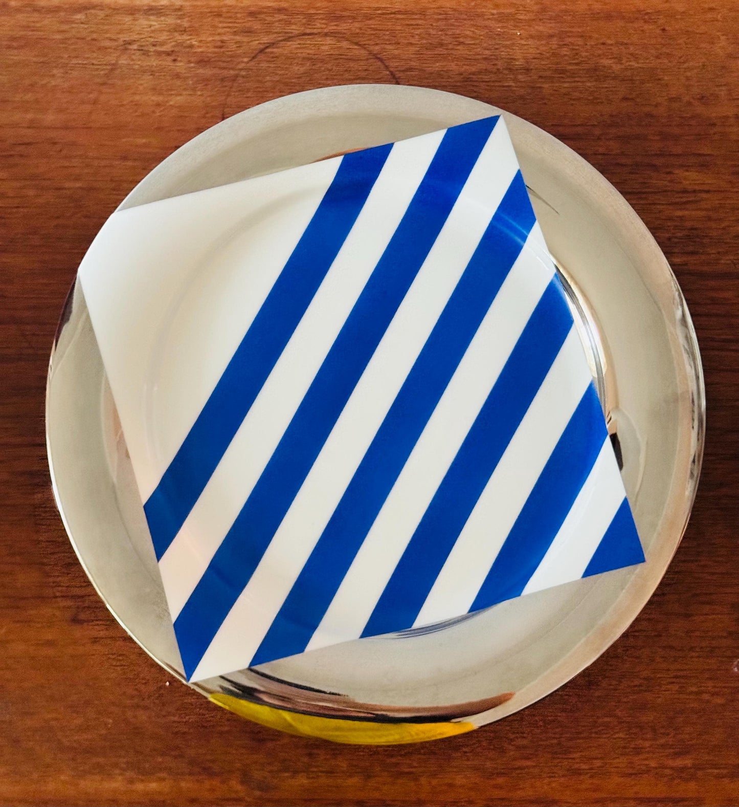 Absolutely fantastic art ceramic plate glaze with beautiful blue and silver by artist Marsa Kurtze,Made in Finland