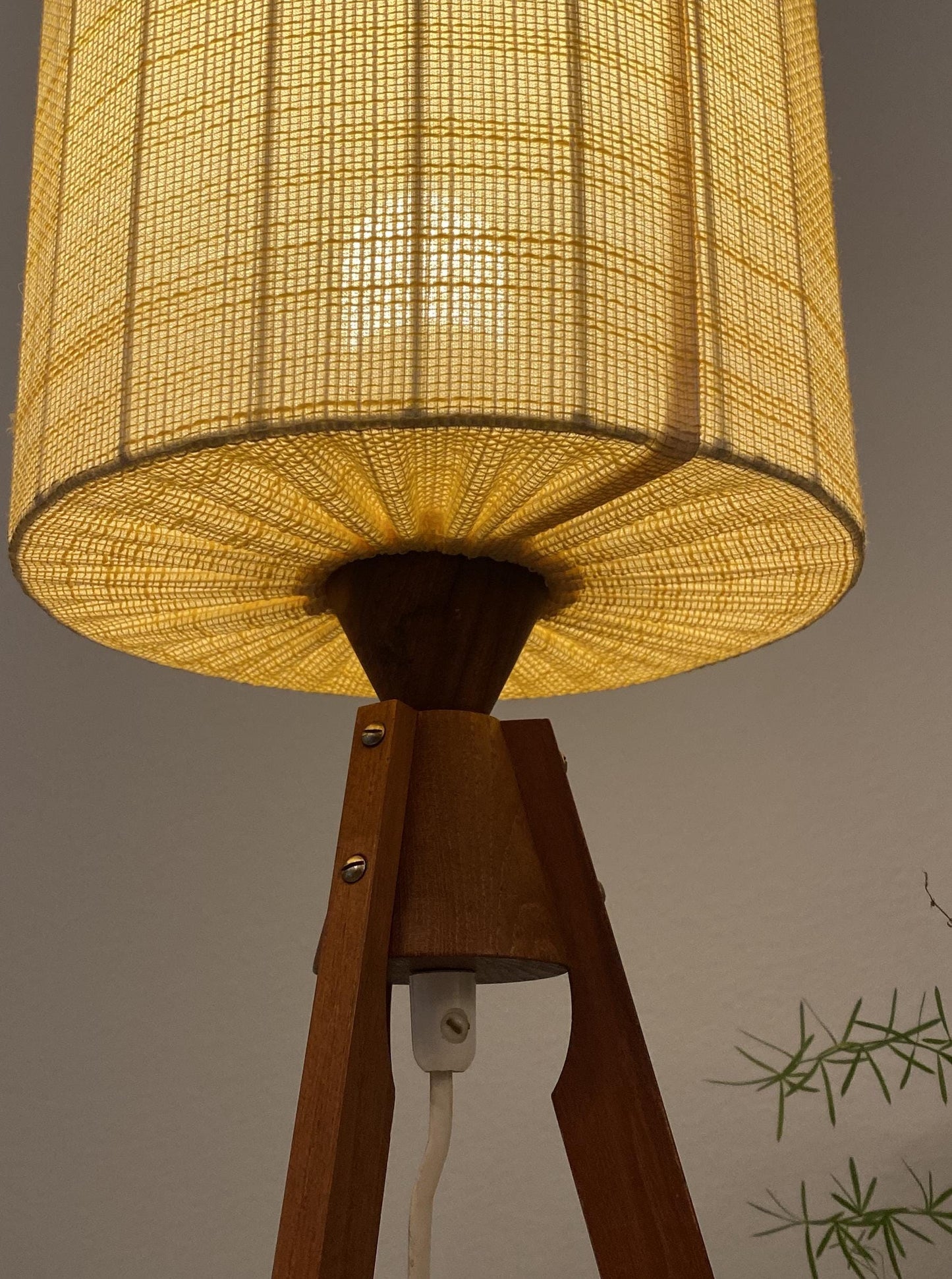 A wonderful Mid-century elegant Danish Teak Tripod Table Lamp, 1960s, made in Denmark