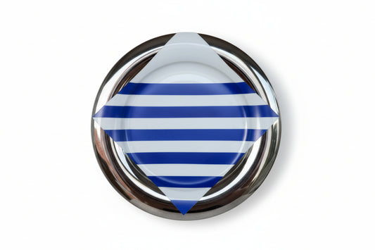 Absolutely fantastic art ceramic plate glaze with beautiful blue and silver by artist Marsa Kurtze,Made in Finland