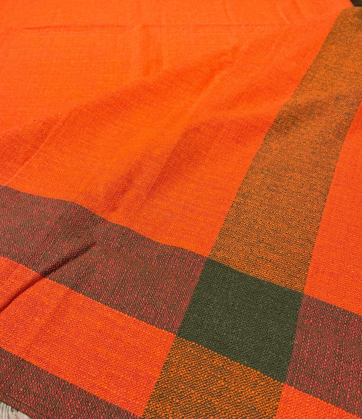 Vintage Finnish Handwoven Cotton Tablecloth, 1960s, Made in Finland – 174 x 122 cm