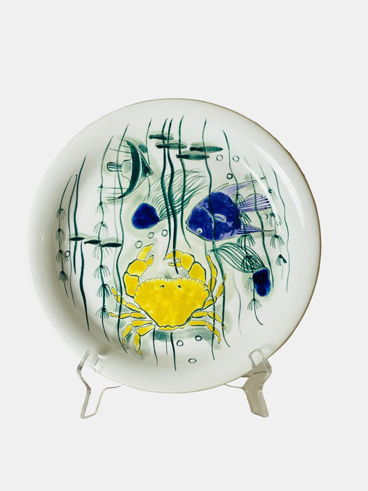 Vintage Arabia Finland Ceramic Art Plate, 1950s Anja Juurikkala, Crayfish Design