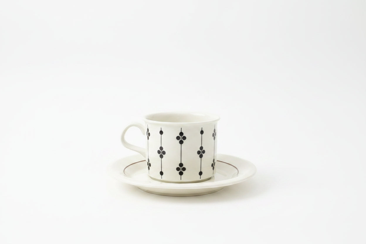 Arabia Finland “Kartano” Coffee Cup & Saucer – Esteri Tomula & Peter Winquist, 1973–1976