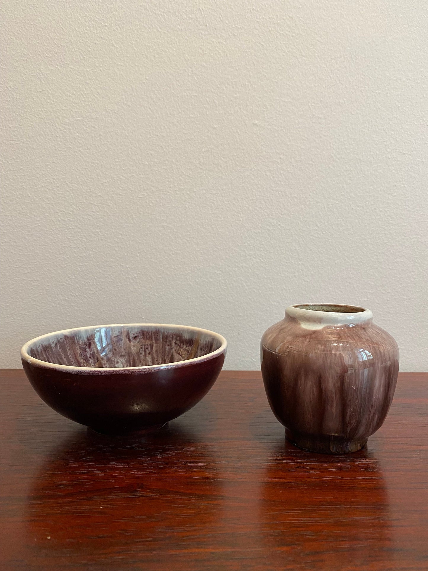 With original tag/ a set of Classic beautiful Kupittaan savi Pottery vase and bowl 1950s - Made in Finland