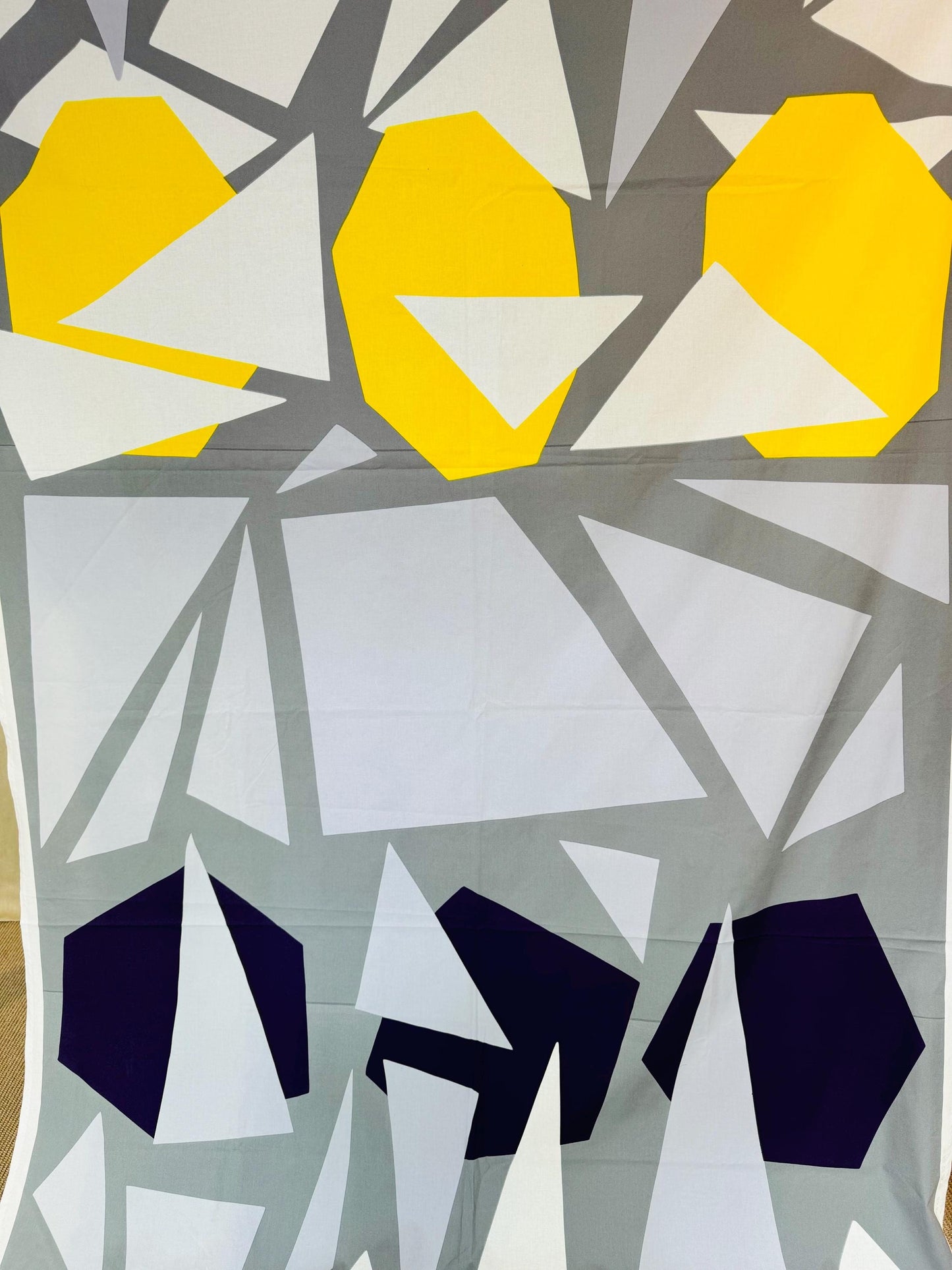 Big size / Marimekko curtain/tablecloth named “Musta virta”, Designed by Paavo Halonen & Hanna-Kaisa Korolainen, Made in Finland