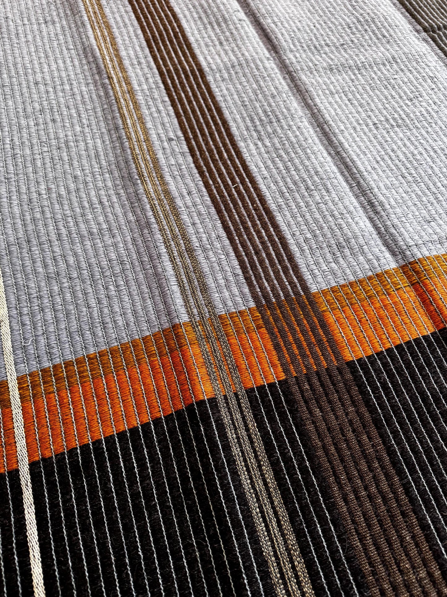 A wonderful and collectable Mid Century Modern Vintage Finnish woolen and cotton Rug named “Rajamiehen tie”(Border Patrol Road)