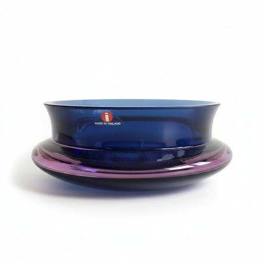 Collectable vintage- Tapio Wirkkala 3320 blown Glass,neosin-color art object with signature , Iittala, 1960s, Made in Finland