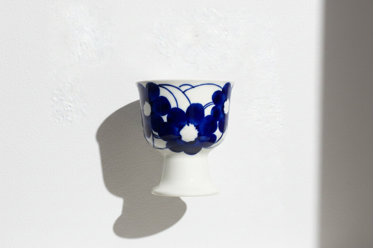 Arabia Finland Atelje Goblet – Hand Painted Blue Flowers by Gunvor Olin-Grönqvist, 1950s