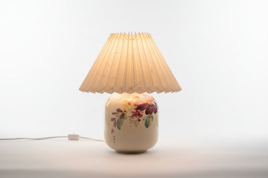 A museum standard piece / very beautiful hand painted ceramic Table Lamp by designer Kurt Ekholm for Arabia 1930s, made in Finland