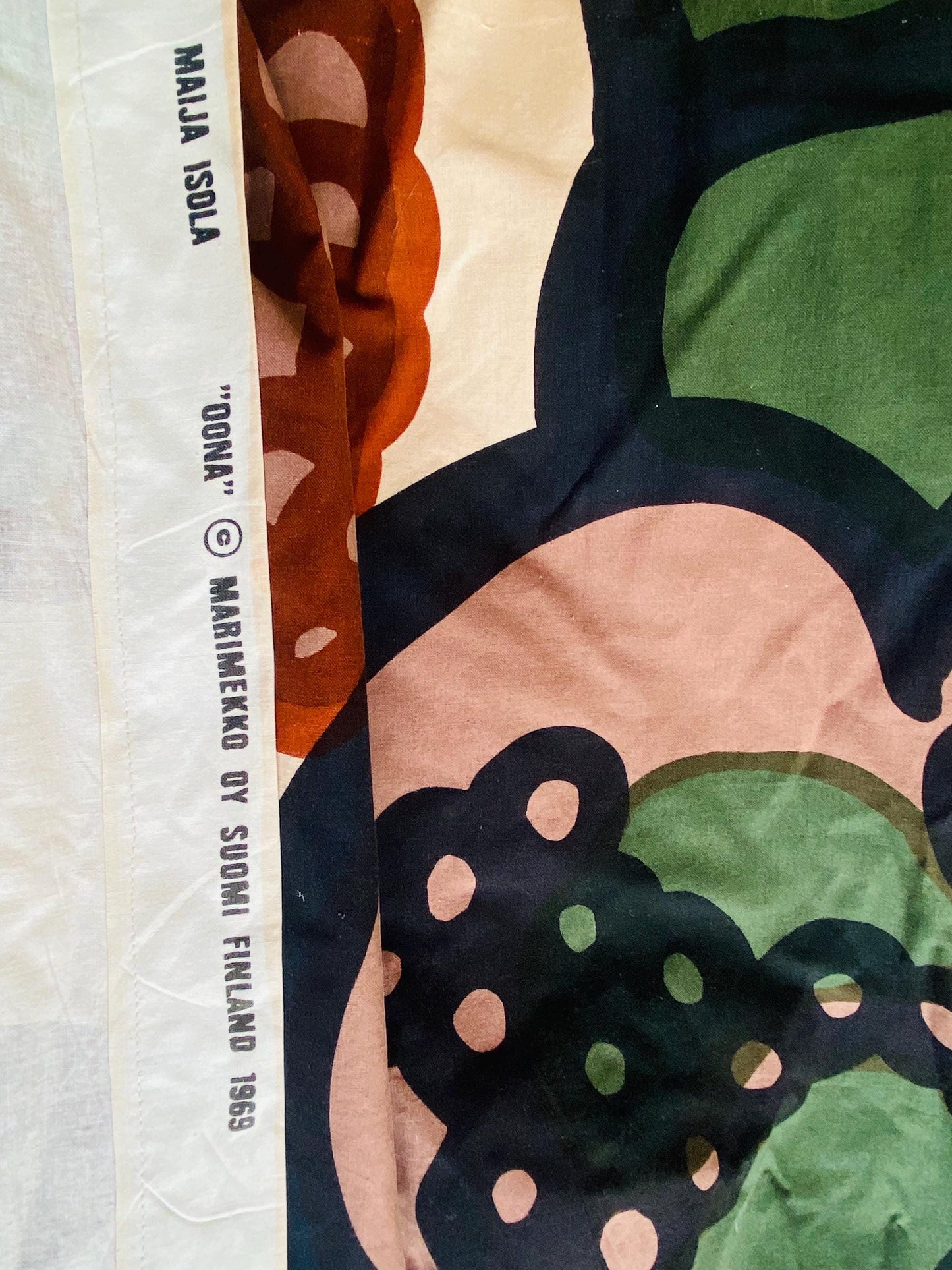 Rare Collectable /big size/ vintage Marimekko curtain/tablecloth named “Oona”  designed by Maija Isola , Made in Finland in 1969