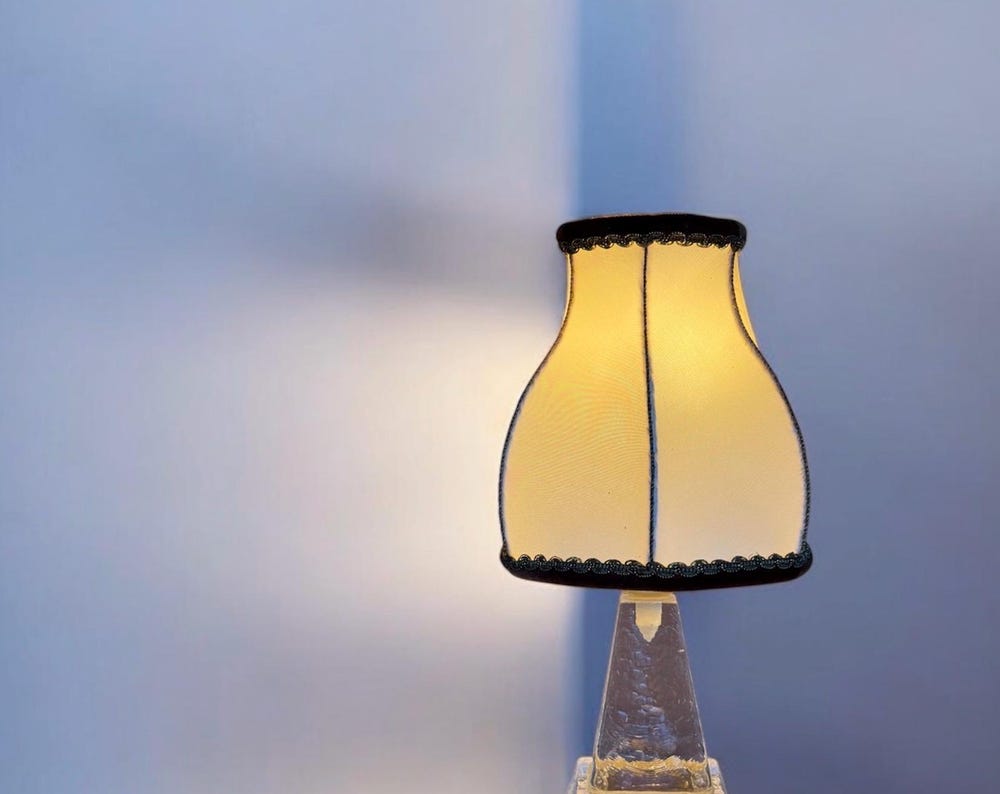 Vintage Swedish glass table lamp with handmade shade