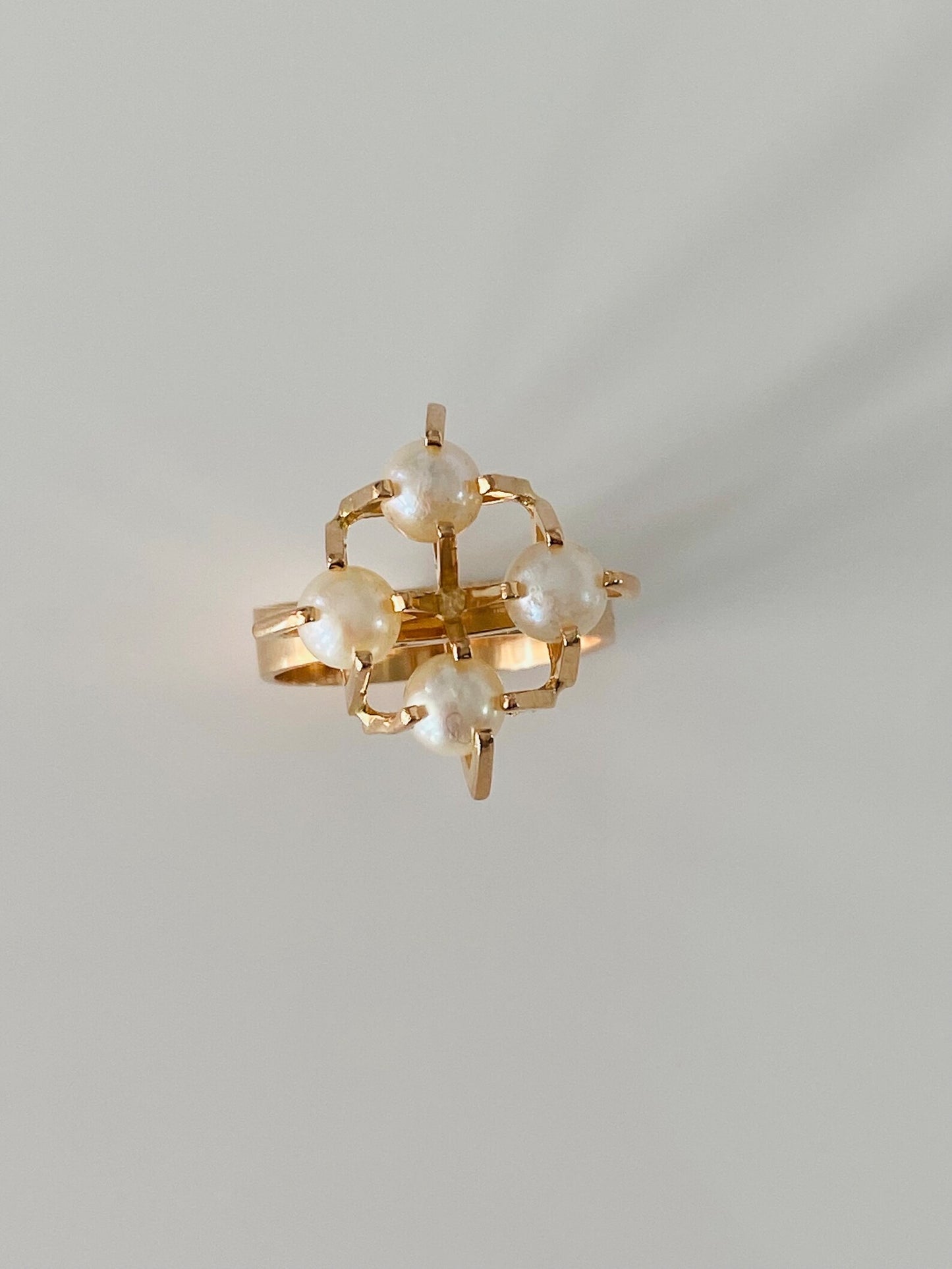 Elis Kauppi 585 Gold & Pearl Ring — Kupittaan Kulta Oy, Finland 1976