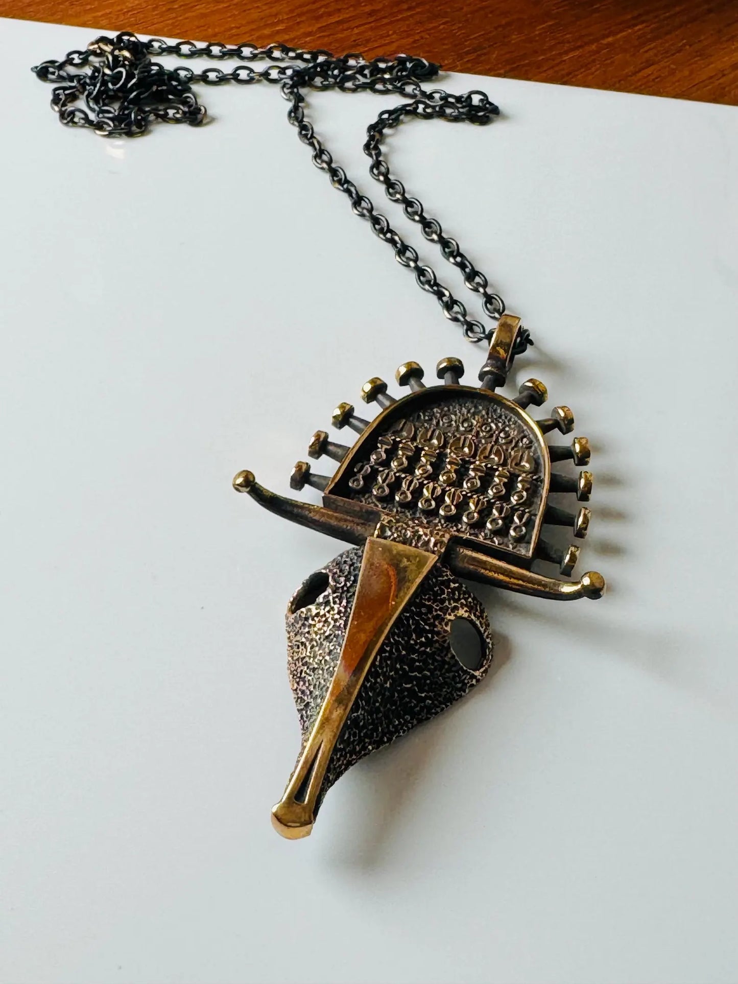 Jorma Laine 'Ox Head' Bronze Necklace for Turun Hopea, Finland 1970s