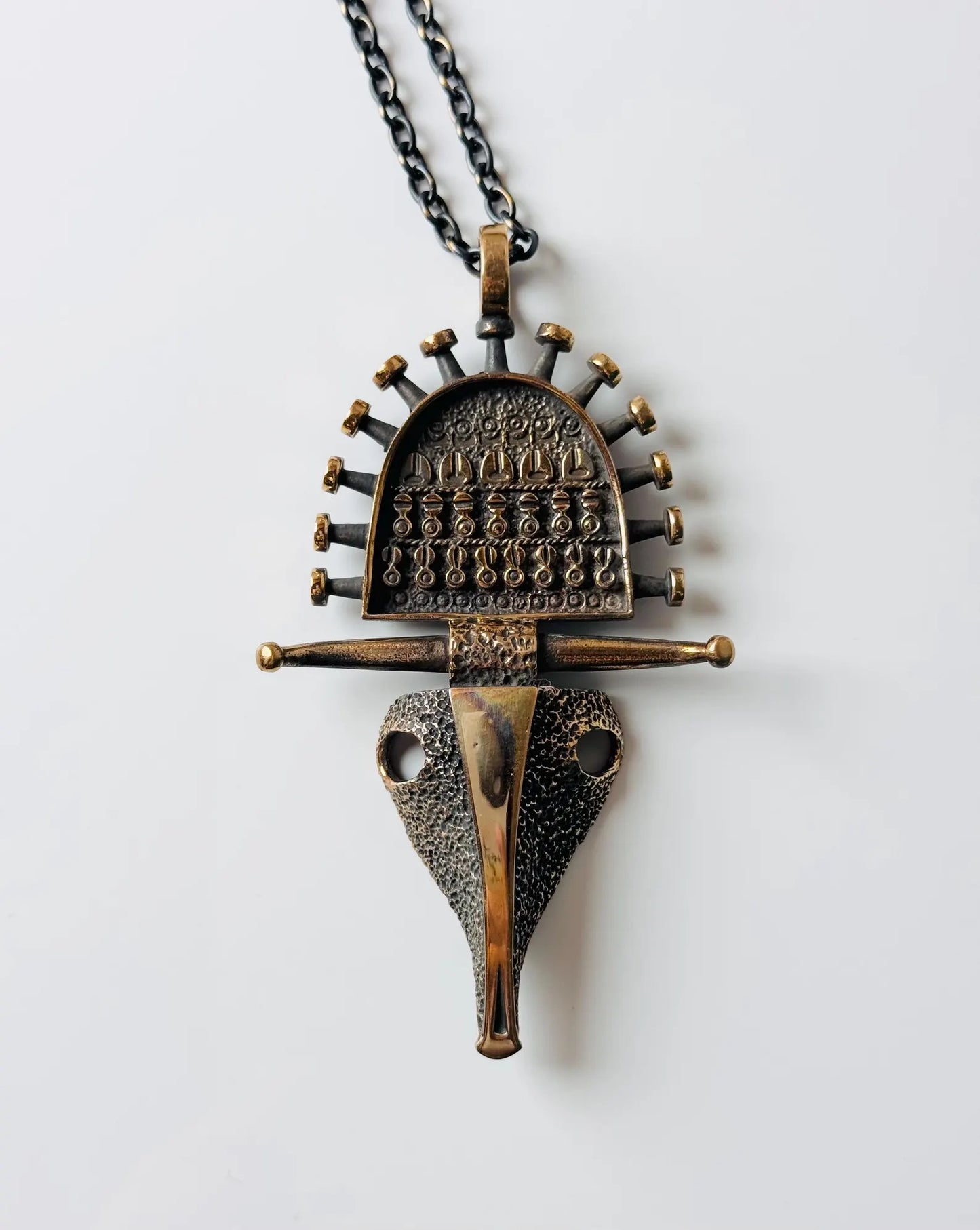 Jorma Laine 'Ox Head' Bronze Necklace for Turun Hopea, Finland 1970s
