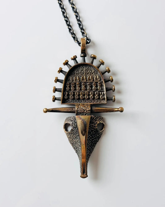 Jorma Laine 'Ox Head' Bronze Necklace for Turun Hopea, Finland 1970s