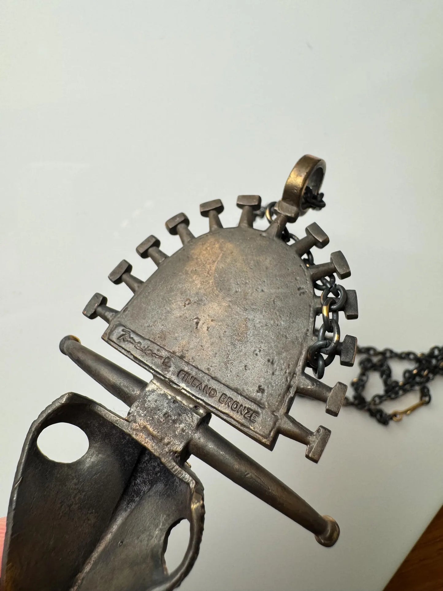 Jorma Laine 'Ox Head' Bronze Necklace for Turun Hopea, Finland 1970s