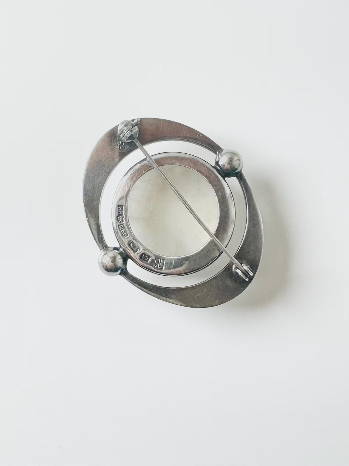 Heikki Kaksonen Modernist Sterling Silver & Quartz Brooch, 1964 — Kalevala Koru / Kaunis Koru, Made in Finland