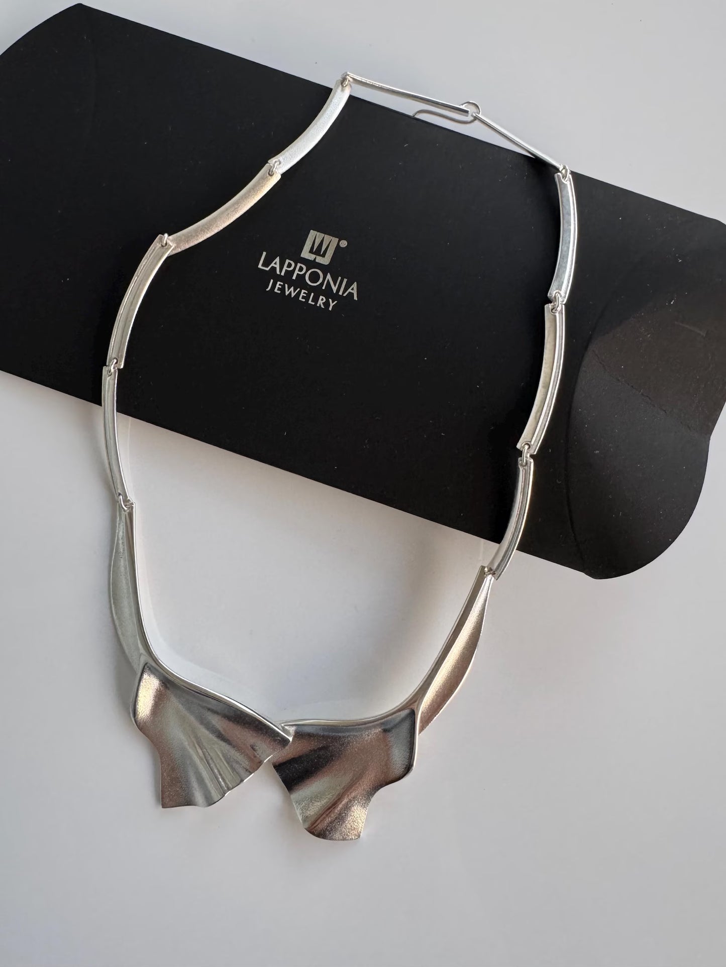 Lapponia Modernist 925 Sterling Silver Necklace, 1990s — 41g, Original Box, Made in Finland