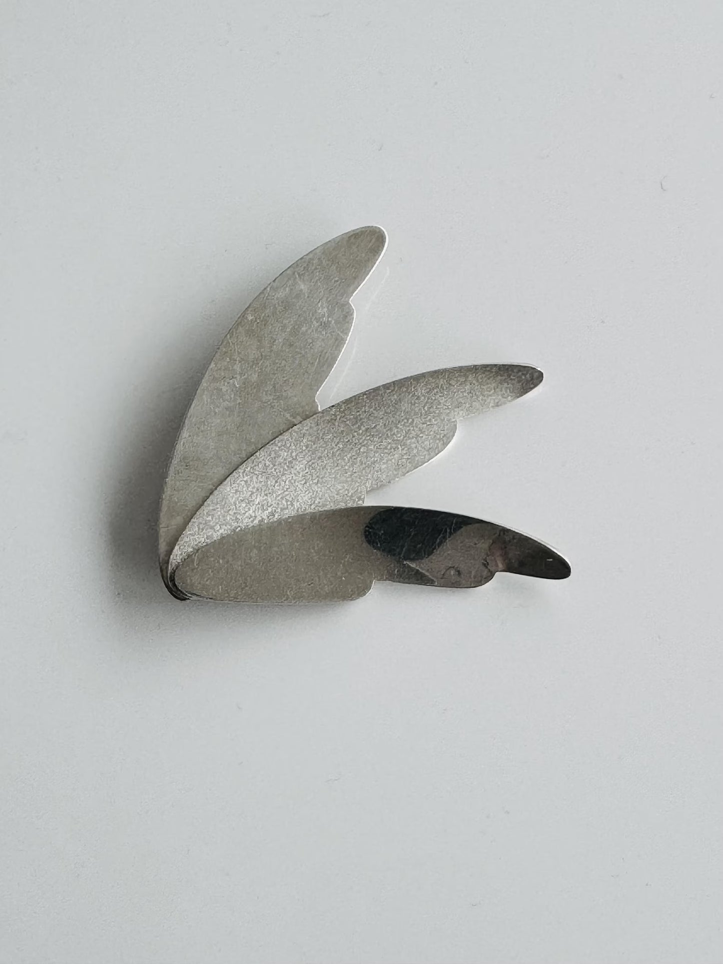 Rare Modernist Angel's Wing Sterling Silver Brooch by Kultapaha AgAu Ky, Finland 2006