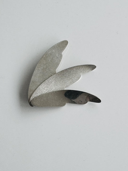 Rare Modernist Angel's Wing Sterling Silver Brooch by Kultapaha AgAu Ky, Finland 2006